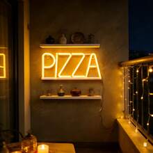 1pc LED Bar PIZZA Neon Sign, Wall Decor For Shop, Battery/USB Powered Romantic Fairy Light, Birthday Gift, Party Decoration For Home, Bedroom, Living Room - PIZZA Neon Sign - View 5