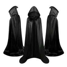 Áo choàng trùm đầu Halloween, Áo choàng phù thủy màu đen mềm mại dành cho cả nam và nữ, Trang phục cosplay, Đồ dùng tiệc tùng, Trang trí ngày lễ - 1 cái - Xem 10
