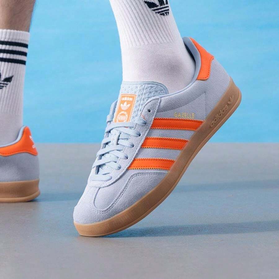 Adidas GAZELLE INDOOR Cushioned Casual Sneakers, Unisex Fitness Running Daily Sports Shoes JH5405 - Yellow Blue/orange Yellow/white - View 1