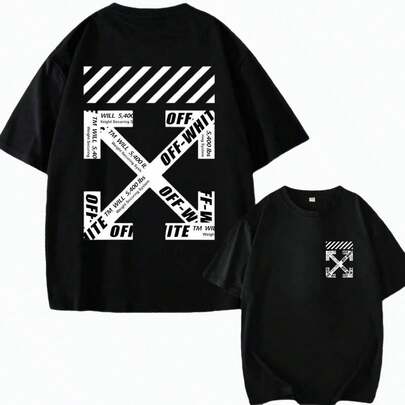 100% Algodón edición premium|tela de buen gestampados diferentes para elegir Nueva camiseta para hombres camiseta de pareja estilo súper de ropaOFF-WHITE camiseta de marca de moda dos colores negro y blanco manga corta holgado estampado de estilo callejer