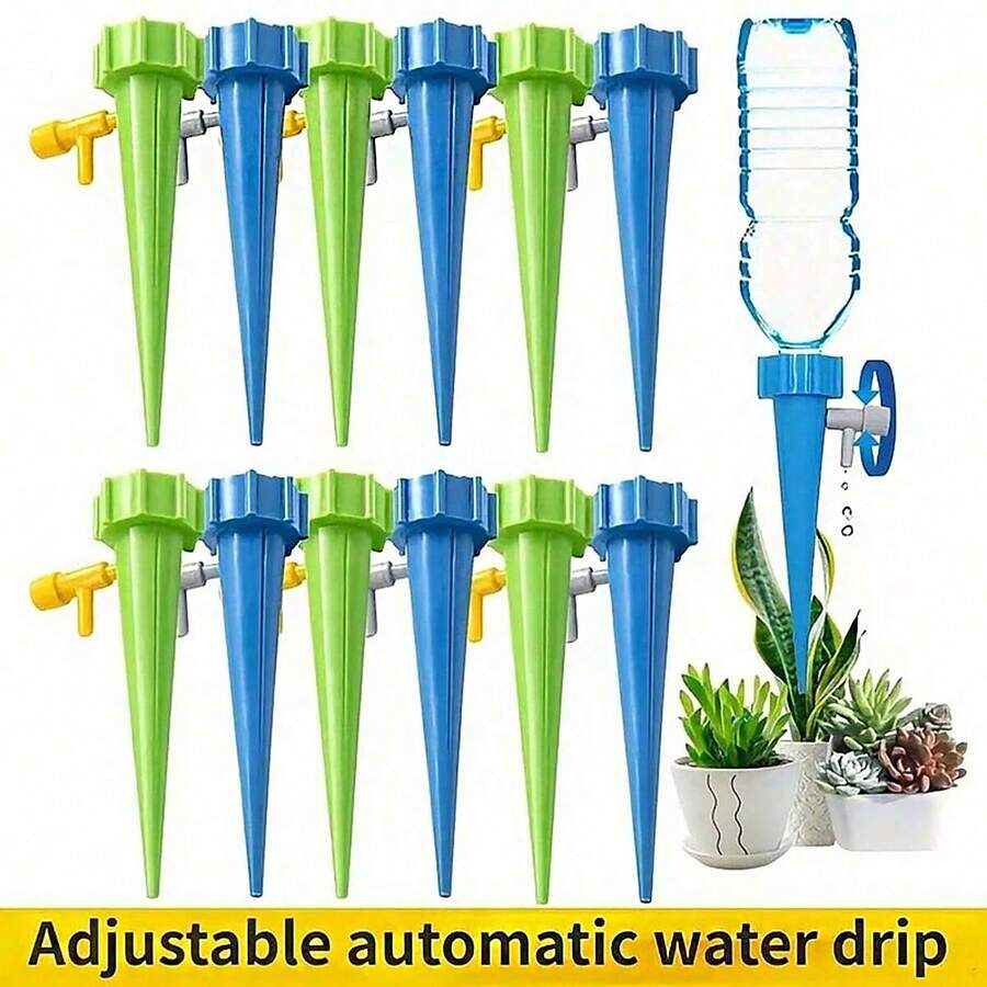 10 piezas Juego de riego automático para plantas, Dispositivo de riego automático, Dispositivo de auto-riego, Juego de riego automático, Dispositivo de riego por goteo para jardín, Sistema de control de riego por goteo, Dispositivo de riego automático ajustable para plantas y flores - multicolor - Ver 1