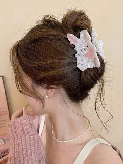 Joivida 1pc Cute Rabbit Claw Clip Cartoon Ponytail Clip Adorable Hair Clip Suitable For Valentine's Day, Easter Gifts Women Hair Accessories