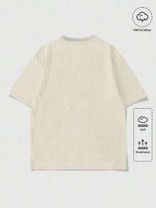 Summer TopsHalloween Retro Washed T-Shirt Scream Ghostface Heart Hands Graphic Tees Water Washing Print T-Shirt, Vintage T-Shirt,Short Sleeves Crew Ne - 杏色 - 查看 2