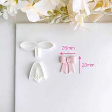 可重复使用的3D蝴蝶结造型聚合物粘土切割器套装，可爱手工工艺材料，适用于耳环和珠宝制作，塑料材质 - 白色 - 查看 19