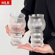2pcs Creative Unique Shaped Glass Cup, Classic Striped Design, High-Quality Water Glass, Craft Beer Glass, Champagne Glass, Cocktail Glass, Beverage Cup - transparent - View 6