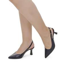 Loris Shoes Oficial Women's Slingback Pump With Medium Stiletto Heel And Buckle On The Upper - Elegant And Dressy 028 - 黑色 - 查看 7