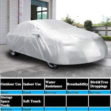 Silver Sport Car Cover Waterproof UV-Proof Windproof For All Weather Indoor Outdoor Mirror Pockets  ,L(480*175*120CM) - Silver - View 12