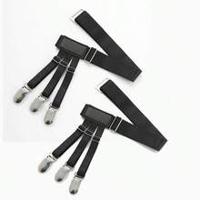 男士衬衫固定带一双，可调节弹力衬衫吊袜带，欧美商务百搭袜式吊带，街头朋克风配饰 - 黑色 - 查看 8
