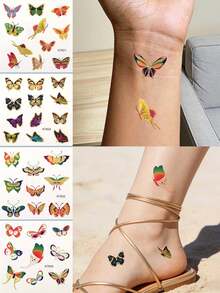 4 Tờ Hình Xăm Tạm Thời Hình Bướm Mạ Vàng & Nhiều Màu Sắc, Với Màu Sắc Rực Rỡ & Thiết Kế Bướm Viền Vàng Tinh Tế, Không Thấm Nước & Bền Màu, Dễ Dán, Lý Tưởng Cho Các Bữa Tiệc, Kỳ Nghỉ & Sử Dụng Hàng Ngày, Tạo Nên Vẻ Ngoài Sống Động & Phong Cách - Nhiều màu - Xem 2