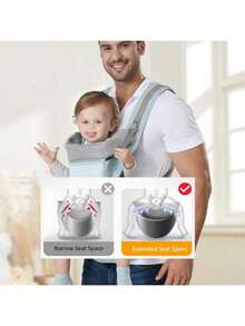 Portabebés convertible 6 en 1, ajustable, ergonómico para bebés,Baby Carrier with Hip Seat, artículo esencial para el registro, apto desde recién nacido hasta niño pequeño, Head Support and Breathable Mesh,Adjustable Removable Baby Sling Carrier (7-45 lbs) - verde menta - Ver 6