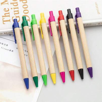 FSC Certified Kraft Paper Tube Ballpoint Pen, 0.5mm Tip