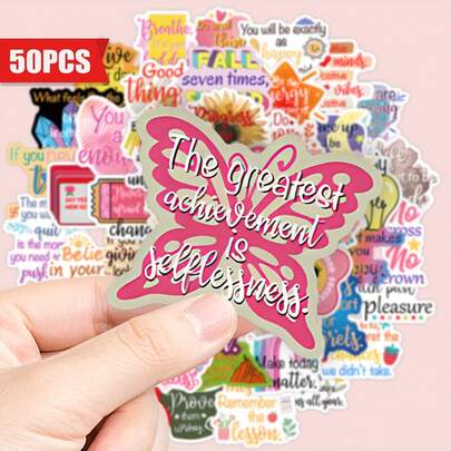 [T Platform Monthly 2.7k] 50pcs Inspirational Stickers | Aesthetic Decals, Suitable For Laptop, Phone, Guitar, Water Bottle, Car, Tablet, Luggage, Scrapbook, Instrument - Perfect For Party Favors, Rewards And Holiday Gifts