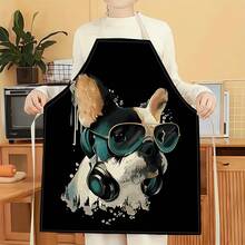 1pc Cool Cat Pattern Apron, Creative Funny Fashion Printed Apron, Home Cleaning Apron, Easy Clean Kitchen Cooking Apron, Creative Home Apron - Multicolor - View 10