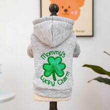 PETCIRCLE 1pc Pet Clothes, Dog/Cat Apparel, European & Korean Style Small Pet Hoodie Sweatshirt - Grey - View 11