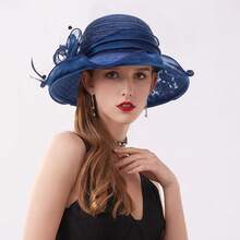 1pc Women's Vintage Floral Sheer Derby Hat, Kentucky Style, Foldable With Sun Protection, Suitable For Weddings, Tea Parties, Schools And Other Occasions - Multicolor - View 19