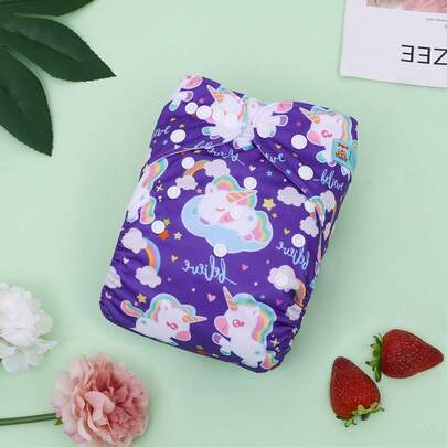ALVABABY 1pc Reusable & Washable Baby Cloth Diaper, Available In Multiple Colors & Patterns, Skin-Friendly, Leak-Proof, Breathable, Suitable For Baby Boys & Girls