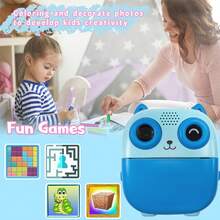 3-12 Years Old Kids Instant Print Camera, Instant Photo Printing And Coloring Photos, Portable Design Suitable For Travel, Outdoor Play And Family Gatherings, Comes With Charger And Print Paper Roll, Compatible With 32GB Memory Card, Ideal Educational Toy Gift - Multicolor - View 6