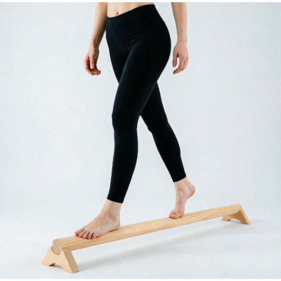 Anti-Slip Sensory Stabilizer Balance Beam, Physiological Wooden Trainer For Home Gym, Sports Skill & Rehabilitation, Core Stability & Muscle Exercise - Yellow - View 1