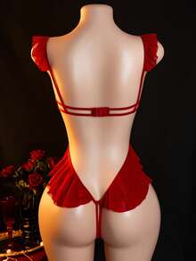 性感蕾丝连体衣，诱人又性感 - 酒紅色 - 查看 7