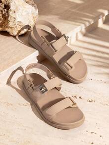 Flat Sandals For Women Comfortable Open Toe Summer Sandals Adjustable Fashion Dress Sandals Dresses For Woman - Apricot - View 3