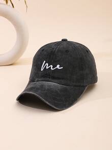 1pc Popular Letter ME Embroidered Washed Baseball Cap, Unisex Outdoor Sun Protection Baseball Cap - Me - View 8