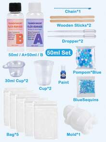 Bộ dụng cụ làm đồ chơi bóp mềm trong suốt Taba Squishy - Cao su silicon siêu mềm tỷ lệ 1:1, nhựa gel AB Squishy, chất lỏng mềm dẻo, cao su silicon, giúp giảm căng thẳng, quà tặng tự làm, đồ thủ công trong suốt như pha lê, bộ dụng cụ làm đồ chơi bóp mềm dành cho người đam mê. - 1 cái - Xem 3