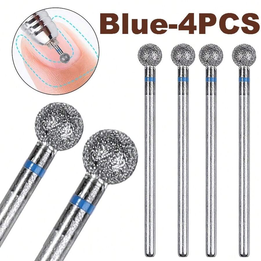 1件/2件/4件 5mm 小圓頭美甲鑽頭,鑽石角質層清潔球頭美甲鑽頭,適用電動角質層細節旋轉修整 - 彩色 - 查看 1