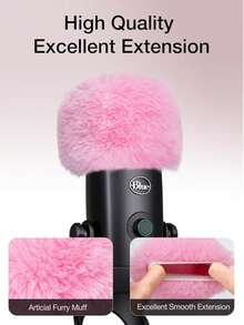 Blue Ye Ti Pop Filter - Microphone Cover, Furry Wind Muff, Mic Windscreen For SoloCast | Ye Ti | Nano | Fifine AM8 | Seiren / V3 Mini And More USB Mics, Pink - one-size - View 8