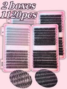 1120PCS/560PCS Individual Lash Clusters Book Kit, 10D 30D 50D 80D Mixed Density, D Curl Wispy Lash Clusters, 0.47–0.63inch Mixed Length, Natural Look Soft Lightweight Reusable DIY Eyelash Extensions, Beginner Friendly, With Lash Glue, Tweezers And Brush, Eyelash Clusters, Individual Eyelashes, Lashes, Fake Lashes, Suitable For Daily Makeup, Wedding, Party, Christmas, Halloween, Valentine's Day And Thanksgiving, Festive Glam Beauty - 粉紅色-1 - 查看 4