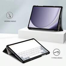 适用于三星 Galaxy Tab A9+ 11 英寸平板电脑的保护套，A9 Plus 三折叠支架翻盖保护套 - 黑色 - 查看 4