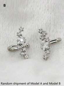 1对水晶星星夹式耳环，女士立方氧化锆无耳洞耳骨夹式耳环，无需耳洞 - 耳夾 - 查看 5