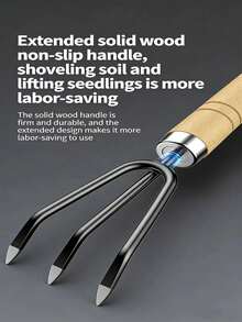 Bộ 3 dụng cụ làm vườn - Xẻng rộng bằng thép carbon dày + Xẻng hẹp + Cào 3 ngạnh, lớp phủ chống gỉ, tay cầm bằng gỗ chắc chắn chống trượt, thép tôi luyện thế hệ thứ 2, 1 bộ thay thế 10 dụng cụ! Thích hợp cho làm vườn tại nhà, trồng cây, xới đất, làm cỏ, trồng rau, tìm kho báu trên bãi biển, cắm trại. - Bộ dụng cụ làm vườn ba món - Xem 6