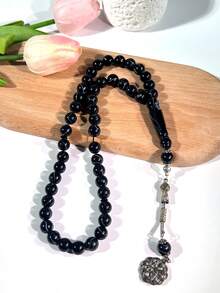 男女通用念珠手链，45颗10毫米树脂单串念珠手链，穆斯林念珠仿琥珀单串手链，简约中东日常情侣手链，男女通用单串念珠手链（TASBIH） - 彩色 - 查看 7