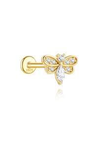 1Pc 925 Sterling Silver Cute Butterfly Cubic Zirconia Stud Earring Flat Back Cartilage Helix Piercing Suitable For Women'S Daily Wear, Parties, Wedding, And Banquet Occasions - Gold - View 15