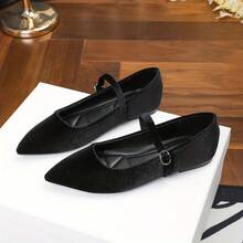 2026 尖头玛丽珍鞋，搭扣式闭合，低鞋面通勤鞋，女士四季皆宜 - 黑色 - 查看 11