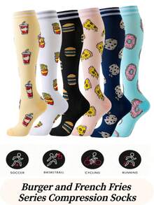 1/3/6 Pairs Unisex Compression Knee-High Socks, Breathable Design Suitable For Running, Cycling, Hiking, Football And Travel - Multicolor - View 5