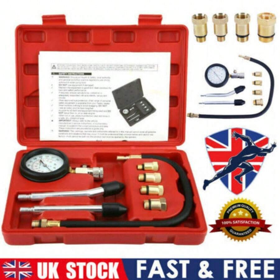 Petrol Engine Compression Test Kit Cylinder Pressure Gauge For Car Auto Repair Mechanics - A - View 1