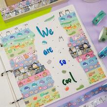 Rolls Cute Animals Washi Tape Set, Gold Silver Foil Cartoon Pets Decorative Tape For Bullet Journal, Planner, DIY Arts Crafts, ScrapbooFKing, Holiday Decoration - 多色 - 查看 7