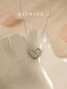 1 chiếc dây chuyền hình trái tim rỗng bằng bạc Sterling S925, thiết kế tối giản, dây chuyền bạc nguyên chất, quà cưới, quà Ngày của Mẹ, đeo hàng ngày. - Nhiều màu - Xem 3