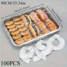 100 chiếc nắp đậy thực phẩm trong suốt dùng một lần cỡ lớn, nắp chống bụi thực phẩm, nắp bảo quản thực phẩm bằng nhựa PE co giãn, nắp đậy bát đĩa bánh mì trong suốt đàn hồi, nắp đậy bánh mì và tráng miệng chống bụi và ẩm, thích hợp cho trái cây, đồ ăn nhẹ và món tráng miệng. - Xem 4