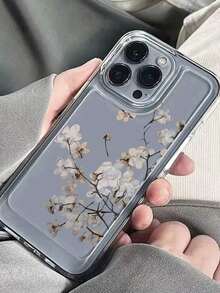 1pc  Ins Style Space Shell Transparent Cream Protective Phone Case Compatible With Apple  17 Pro Max Case - Clear 3 - View 3