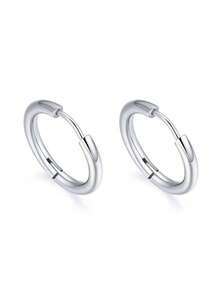 1 Đôi Khuyên Tai Vòng Tròn Kiểu Punk Unisex, Khuyên Tai Thép Không Gỉ Đa Năng - Bạc 1 - Xem 6