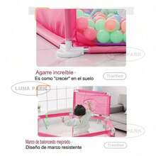 Corralito de Bebé con Pelotas – Gimnasio de  Plegable y Multifuncional, Ideal para Sala de Juegos o Hogar, Amplio y Divertido para el Desarrollo del Niño - Rosa - Ver 7