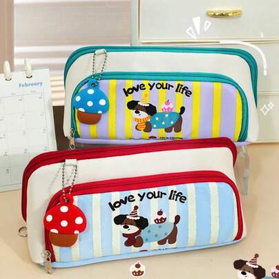 New Cute Puppy Pencil Case, Large Capacity, Highly Attractive, Unisex Pencil Bag, Cartoon Stationery Pencil Box