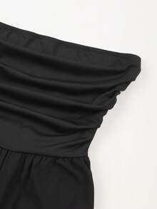 Women's Black Strapless Ruched High-Waist Slim Jumpsuit ,Casual Daily Wear, Suitable For Summer, Women's Jumpsuit - Black - View 5