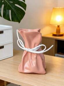 1pc Minimalist Asymmetric Crease Small Coin Purse Vase, Resin Colorful Decorative Vase Ornament, Suitable For High-End Living Room Tabletop Arrangement, Home Dining Room Floral Decor - Money Bag Vase - View 8