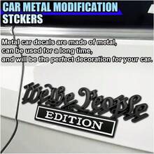 2PCS 3D Metal We People Edition Car Emblem Sticker - Self - Adhesive Raised Tailgate Emblem Car Fenders Badge Decal - Personalized Auto Body Embossed Decorative Decal Stickers (Black/White) - A - Xem 4