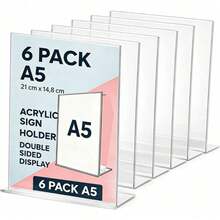 6-Piece A4/A5 Acrylic L-Shaped Display Stand, Transparent And Durable Desktop Menu Poster Stand, Restaurant Office File Photo Display Assistant - 6pcs - View 3