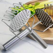 1 pieza Prensador de patatas de acero inoxidable de doble capa premium, prensador de patatas profesional, herramienta de cocina para hacer puré de patatas, plátanos, aguacates, calabazas - Plateado - Ver 3