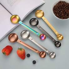 1pc Dual-Head Measuring Spoon, 403 Stainless Steel Material, Coffee Scoop, Tea Spoon, 1 Teaspoon (5ml) And 1 Tablespoon (15ml) Double-Ended Long Handle Measuring Spoon, Coffee Measuring Spoon - 403 Stainless Steel - View 9